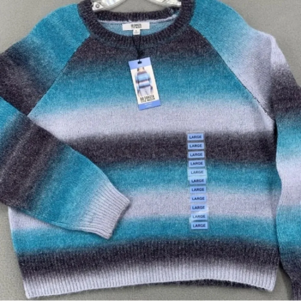 Womens BB DAKOTA By Steve Madden crew neck sweater blue stripe large new